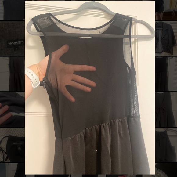 Black mini dress with transparent back and pockets - Picture 3 of 5